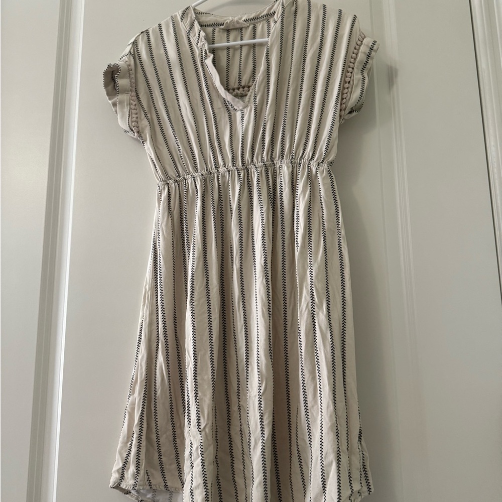 Striped Dress in Cream and Black